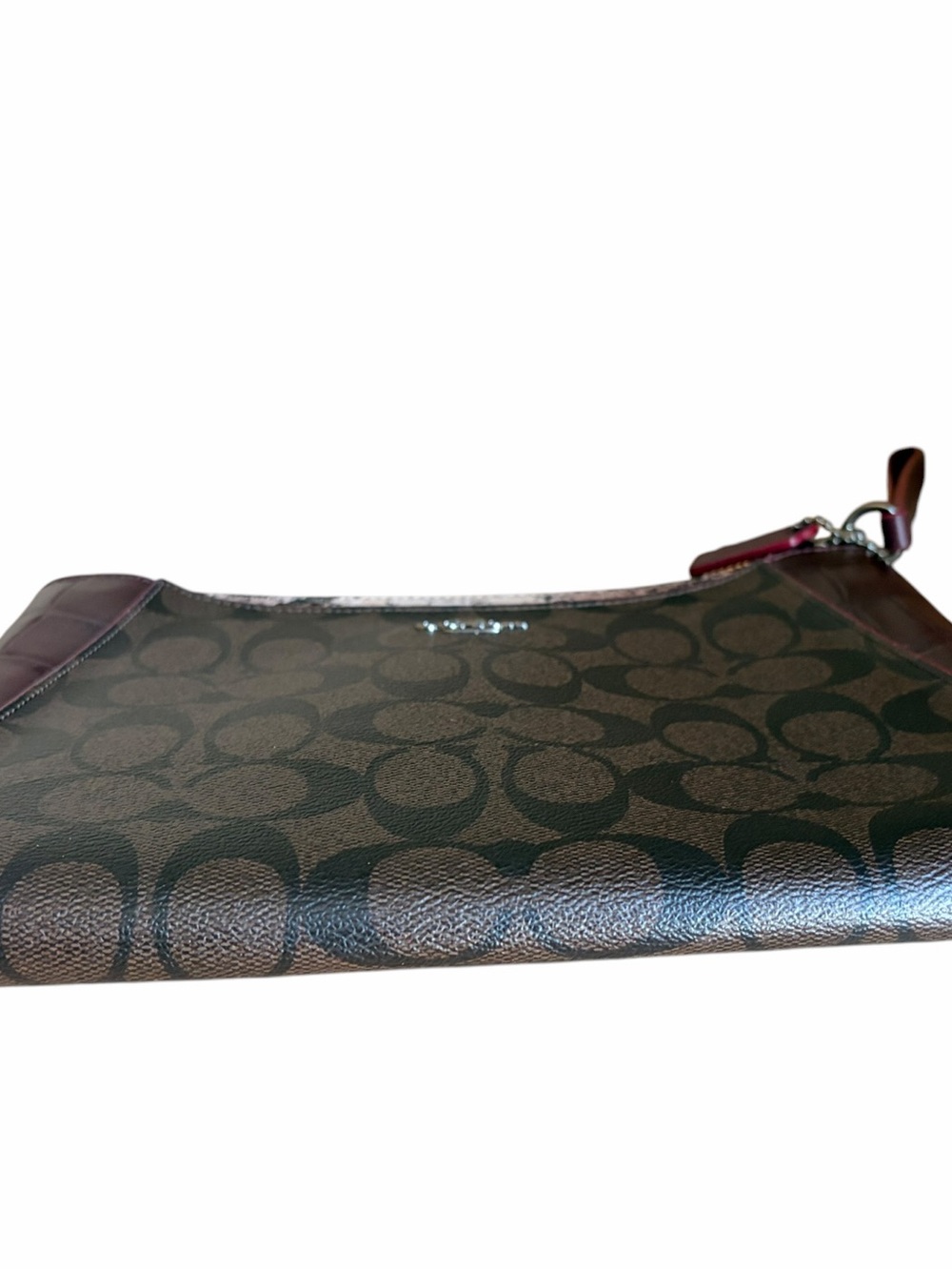 Coach Signature leather Wristlet in Brown and Burgundy - Picture 5 of 5